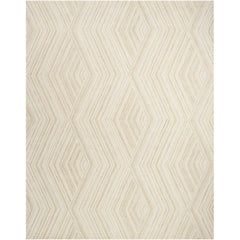 Area Rug, 8'6" x 11'6", Ivory Wool with Geometric Pattern