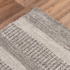 Area Rug, 8'6" x 11'6" with Brown Striped Wool