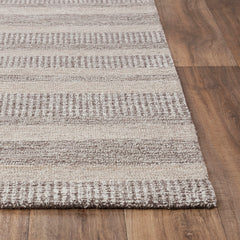 Area Rug, 8'6" x 11'6" with Brown Striped Wool