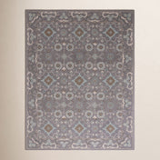 Area Rug, 8'9" x 12', Light Gray Wool with Oriental Floral Pattern