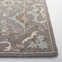 Area Rug, 8'9" x 12', Light Gray Wool with Oriental Floral Pattern