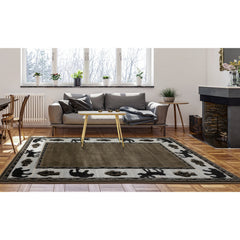 Area Rug, 8 ft 1 in x 10 ft 5 in, Brown Animal Print