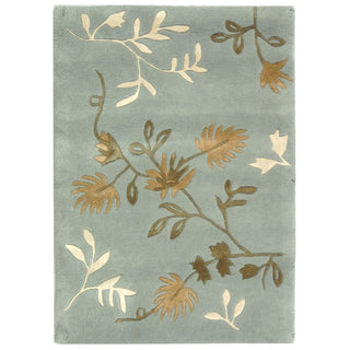 Area Rug, 8 ft 3 in x 11 ft, Floral in Light Blue, Ivory and Green