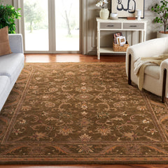 Area Rug, 8 Ft 3 In x 11 Ft with Sage and Gold Hand-Tufted Wool
