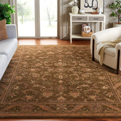Area Rug, 8 Ft 3 In x 11 Ft with Sage and Gold Hand-Tufted Wool