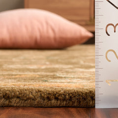 Area Rug, 8 Ft 3 In x 11 Ft with Sage and Gold Hand-Tufted Wool