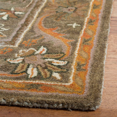 Area Rug, 8 Ft 3 In x 11 Ft with Sage and Gold Hand-Tufted Wool