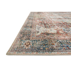Area Rug, 8 Ft 4 In x 11 Ft 6 In with Blue, Red, Ivory and Navy Print