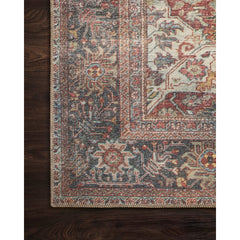 Area Rug, 8 Ft 4 In x 11 Ft 6 In with Blue, Red, Ivory and Navy Print