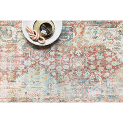 Area Rug, 8 Ft 4 In x 11 Ft 6 In with Blue, Red, Ivory and Navy Print