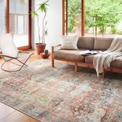 Area Rug, 8 Ft 4 In x 11 Ft 6 In with Blue, Red, Ivory and Navy Print
