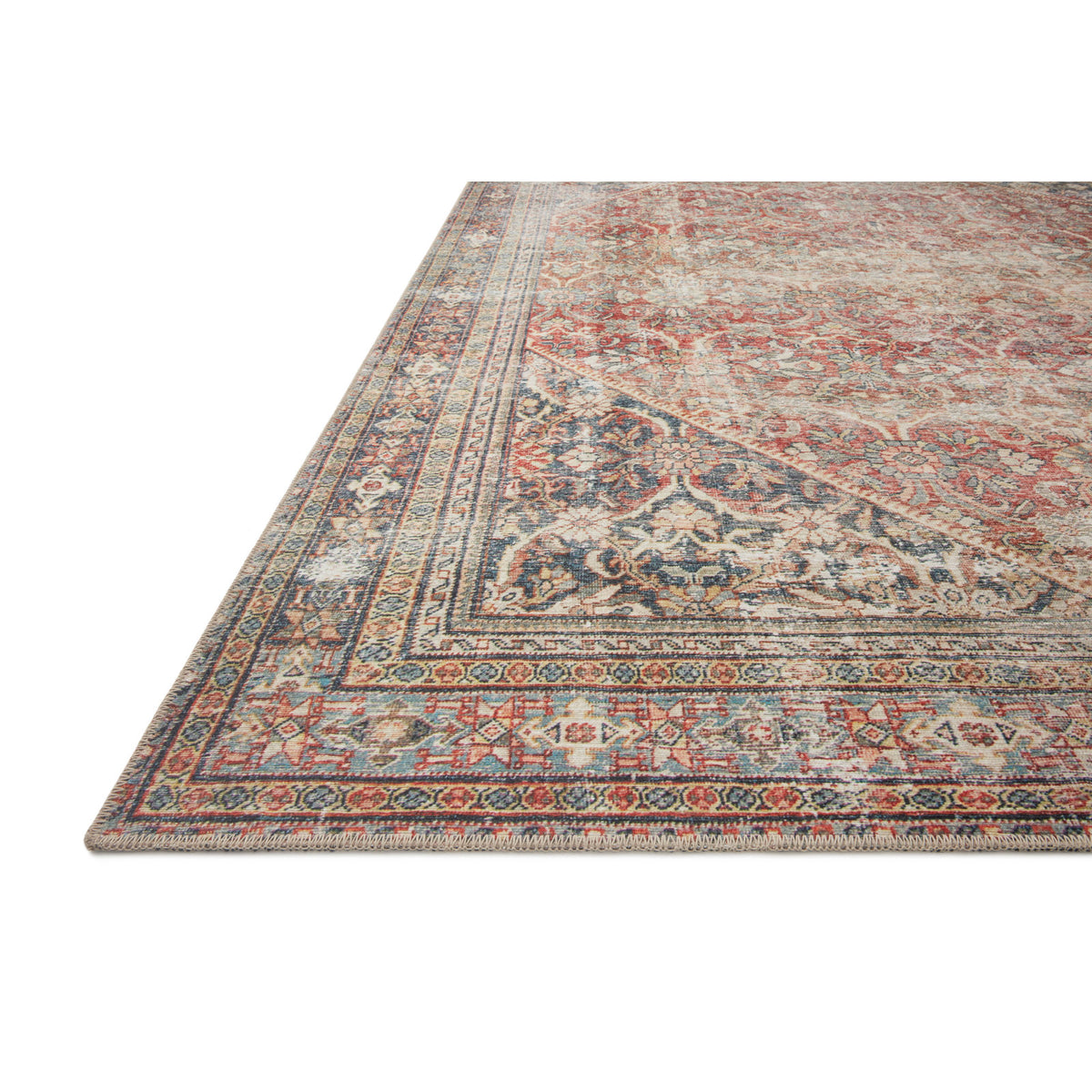 Area Rug, 8 Ft 4 In x 11 Ft 6 In with Red and Navy Oriental Pattern