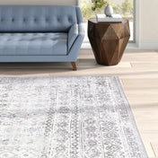 Area Rug, 8 ft 9 in x 12 ft 2 in, Gray Polypropylene