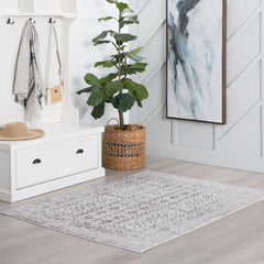 Area Rug, 8 ft 9 in x 12 ft 2 in, Gray Polypropylene