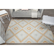 Area Rug, 8 Ft 9 In X 12 Ft, Ivory with Orange and Gray