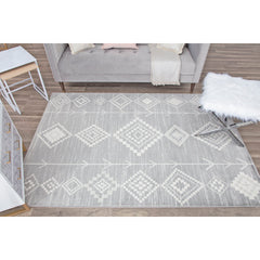 Area Rug, 8 Ft 9 In x 12 Ft, Polypropylene in Silver, Gray and Ivory