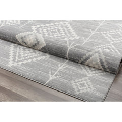 Area Rug, 8 Ft 9 In x 12 Ft, Polypropylene in Silver, Gray and Ivory