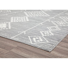 Area Rug, 8 Ft 9 In x 12 Ft, Polypropylene in Silver, Gray and Ivory