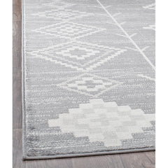 Area Rug, 8 Ft 9 In x 12 Ft, Polypropylene in Silver, Gray and Ivory