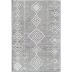 Area Rug, 8 Ft 9 In x 12 Ft, Polypropylene in Silver, Gray and Ivory