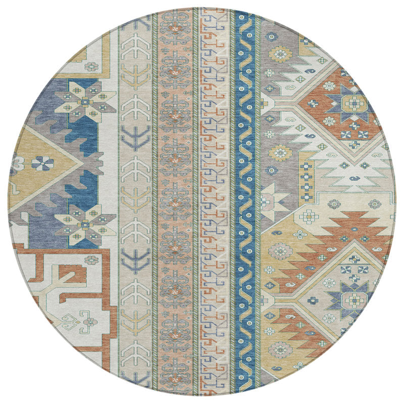 Area Rug, 8 Ft Round in Ivory Polyester