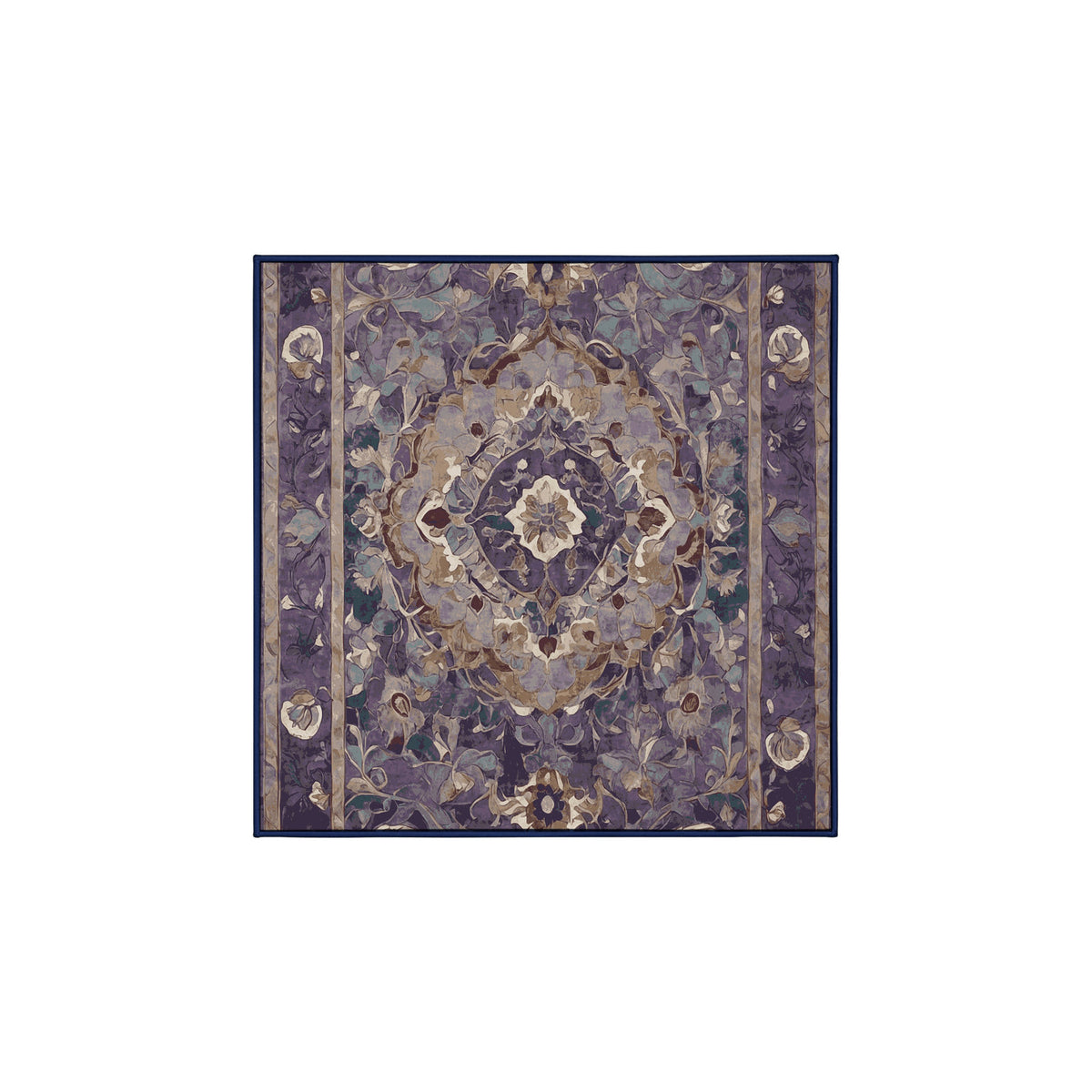 Area Rug, 8 ft Square in Purple Chenille