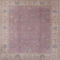 Area Rug, 8 Ft Square, Purple with Wool and Polyester Blend