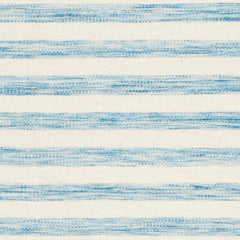 Area Rug, 8 Ft x 10 Ft, Aqua/Ivory Striped Cotton and Wool