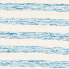 Area Rug, 8 Ft x 10 Ft, Aqua/Ivory Striped Cotton and Wool
