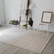Area Rug, 8 ft x 10 ft, Beige Plaid Wool