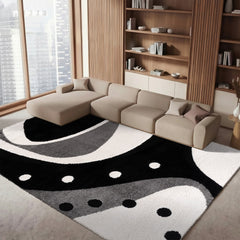Area Rug, 8 Ft x 10 Ft, Black/Ivory Polypropylene