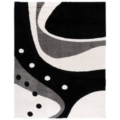 Area Rug, 8 Ft x 10 Ft, Black/Ivory Polypropylene