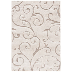 Area Rug, 8 Ft x 10 Ft, Cream and Beige Floral