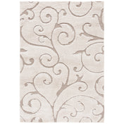 Area Rug, 8 Ft x 10 Ft, Cream and Beige Floral