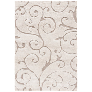 Area Rug, 8 Ft x 10 Ft, Cream and Beige Floral