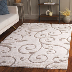 Area Rug, 8 Ft x 10 Ft, Cream and Beige Floral