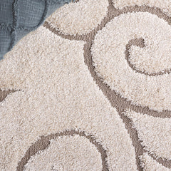 Area Rug, 8 Ft x 10 Ft, Cream and Beige Floral