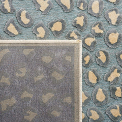 Area Rug, 8 ft x 10 ft, Cream and Spruce with Animal Print