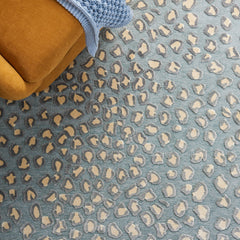 Area Rug, 8 ft x 10 ft, Cream and Spruce with Animal Print