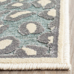 Area Rug, 8 ft x 10 ft, Cream and Spruce with Animal Print
