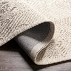 Area Rug, 8 ft x 10 ft, Cream Wool with Stain Resistance