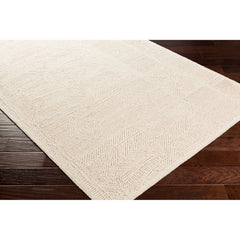 Area Rug, 8 ft x 10 ft, Cream Wool with Stain Resistance