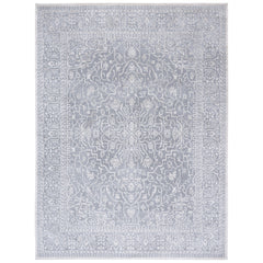 Area Rug, 8 ft x 10 ft, Floral Pattern in Light Gray and Cream