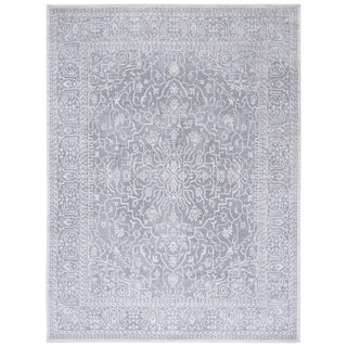 Area Rug, 8 ft x 10 ft, Floral Pattern in Light Gray and Cream