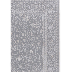 Area Rug, 8 ft x 10 ft, Floral Pattern in Light Gray and Cream