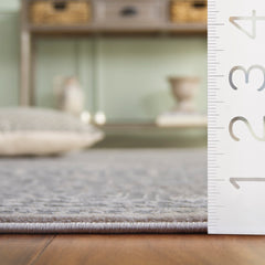 Area Rug, 8 ft x 10 ft, Floral Pattern in Light Gray and Cream