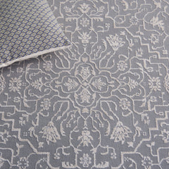 Area Rug, 8 ft x 10 ft, Floral Pattern in Light Gray and Cream