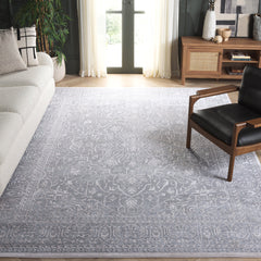 Area Rug, 8 ft x 10 ft, Floral Pattern in Light Gray and Cream