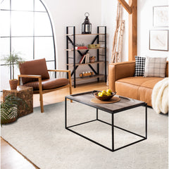Area Rug, 8 ft x 10 ft, Geometric Hand-Tufted Wool and Cotton