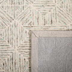 Area Rug, 8 ft x 10 ft, Geometric Hand-Tufted Wool and Cotton